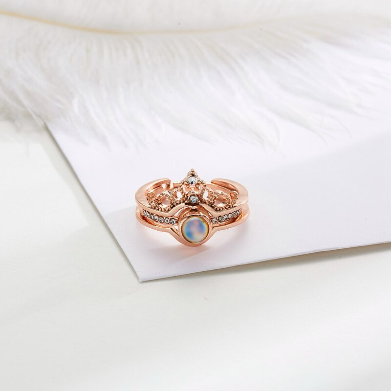 Romantische Speicher 100 Sprache Projektion Ring Für Frauen Krone ICH Liebe Sie Hochzeit Braut Liebhaber Schmuck Finger Weibliche einstellen