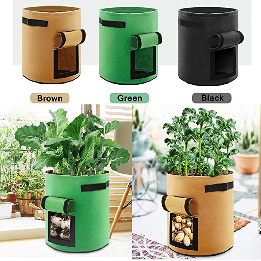 4 7 10 Gallon Garden Plant Grow Bags gardening biodegradable Nonwoven Cloth Pot Gardening Bag Vegetable,Potato Planting Grow Bag