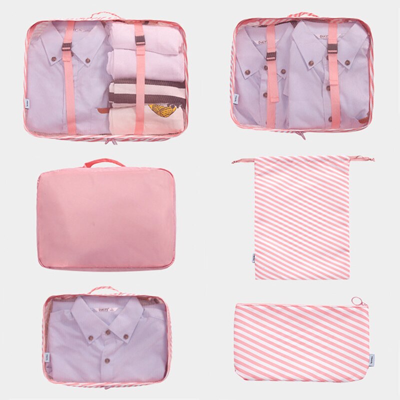 RUPUTIN 6PCS/Set Cloth Waterproof Travel Mesh Bag In Bag Luggage Organizer Packing Cube For Travel Accessories