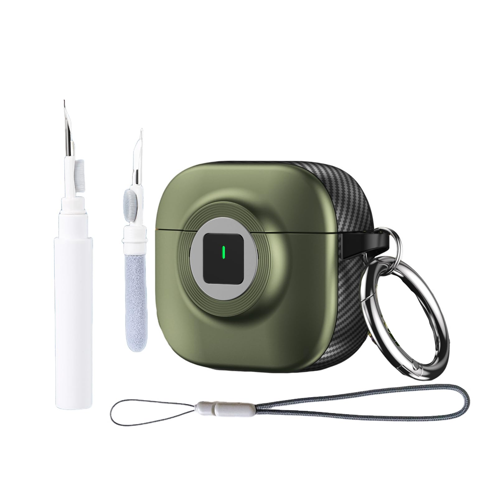 Étuis de verrouillage pour AirPods 4, étui ANC, étui cool mignon, housse de protection d'appareil photo avec lanière porte-clés et kit de nettoyage pour AirPods 4: 3XS / Gris clair