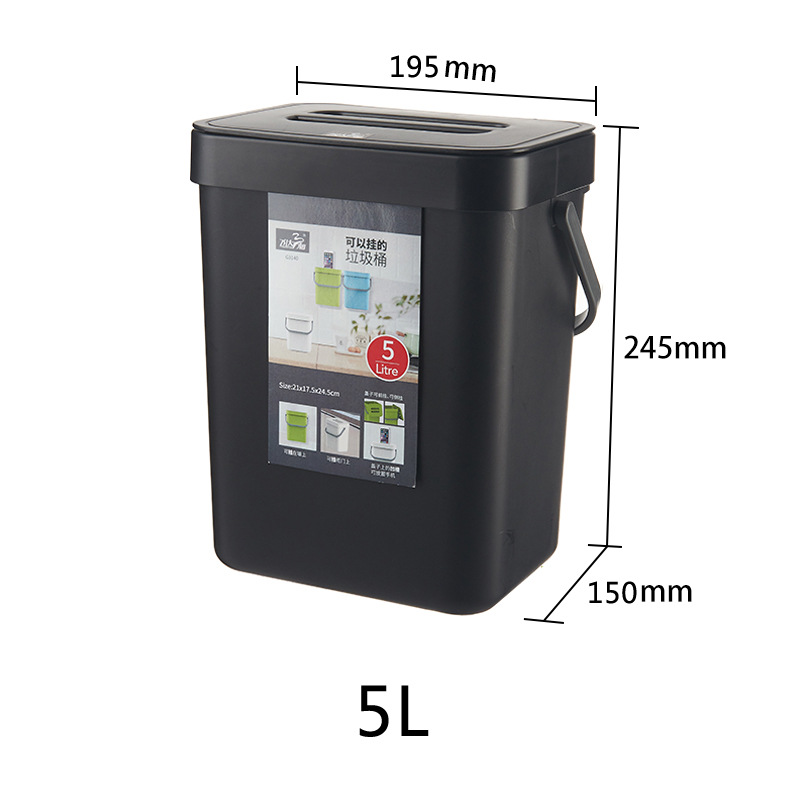 Skraldespand køkkenskab skraldør hængende kan vægmonteret skraldespand bil toilet affaldsopbevaring: 5 sort