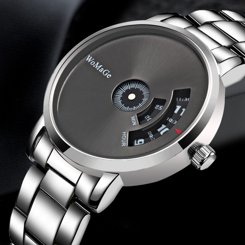 Creatieve Horloges 2022 Stijlvolle Zilveren Ronde Wijzerplaat Quartz Klok Volledig Stalen Horlogeband Horloge Montre Homme