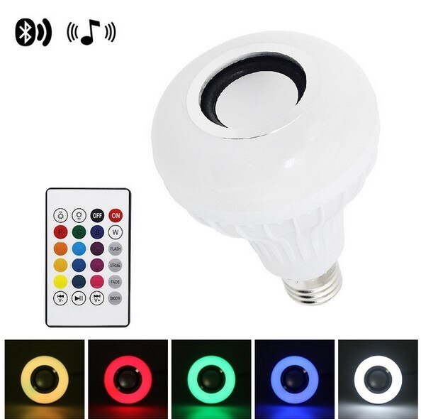 E27 Smart RGB RGBW Draadloze Bluetooth Speaker Lamp 220 V 12 W LED Lamp Licht Muziekspeler Dimbare Audio 24 toetsen Afstandsbediening