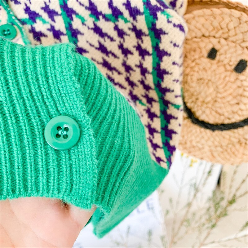 1404D Kinderkleding Meisje Gebreide Trui Lente Herfst 2022 Jongen Houndstooth Trui Meisje Dieptepunt Trui Vest
