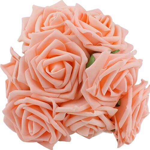 10 Stuks/pak 8Cm Home Decoratieve Bloemen 11 Kleuren Pe Foam Kunstmatige Rose Bloemen Voor Bruiloft Valentijnsdag Decoratie: Champagne