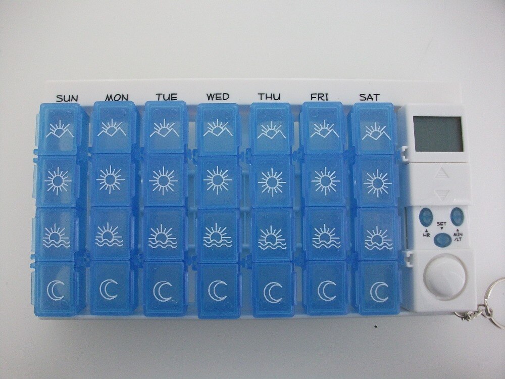 Digital pilleæske timer 7 dage pilleæske påmindelse med alarm, en uge ugentlig pilleboks timer påmindelse organisator