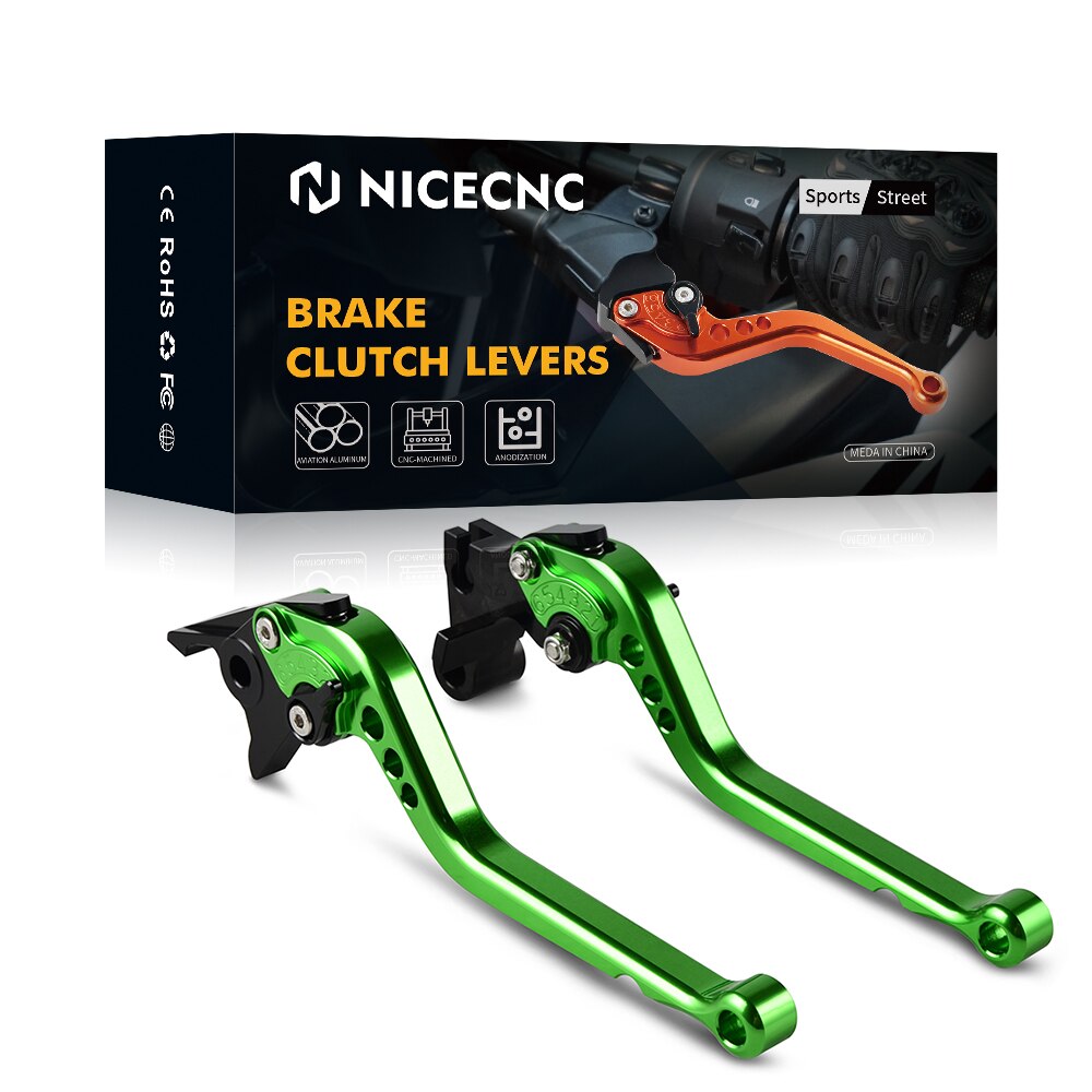 Alavanca de freio e embreagem para motocicleta, para kawasaki z900, z650, z 650, versys 650, versys 1000, ninja 650r/tablete vulcan/s 650cc: green long