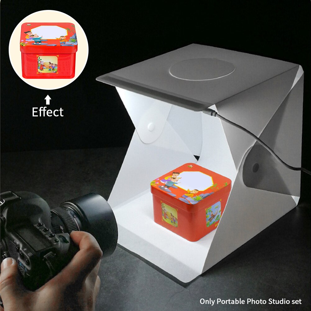 22cm Photography Multifunctional For Camera Mini Foldable Box Adjustable Brightness Portable Photo Studio Top Hole With Lights