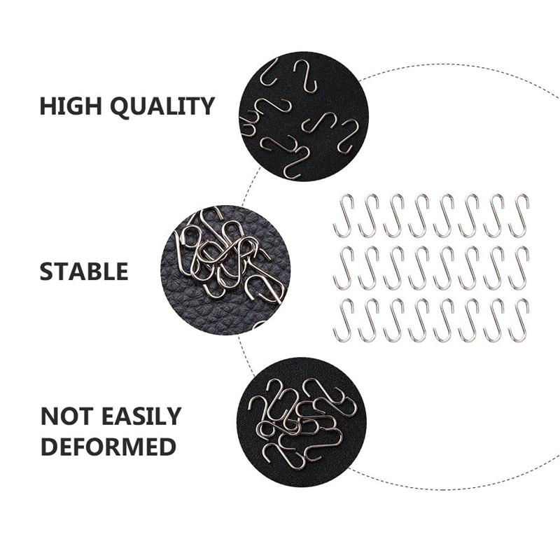 200Pcs Hook Portable Durable Lightweight Hanging Hooks S Shape Hooks Mini Hanger for Office