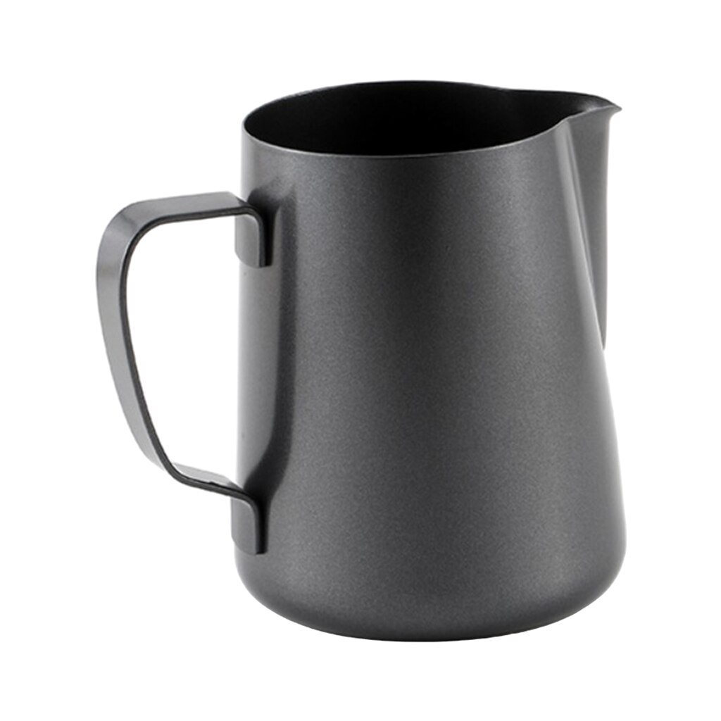 Milk Pitcher 400ml Kitchen Home Cafe Stainless Steel Milk Jug For Making Coffee, Cappuccino: Black