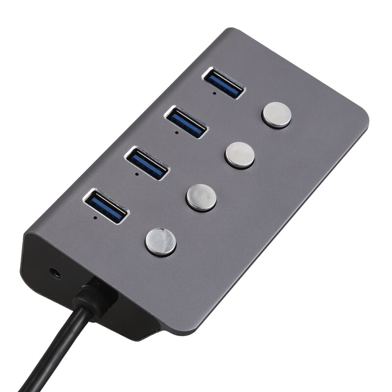 USB 3,0 Hub 4-Port mit LED auf/Off Schalter USB C Splitter Adapter, Hohe Geschwindigkeit, geeignet für PC Laptop