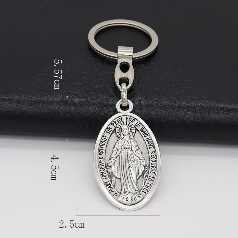 Heymamba katolsk jesus jomfru maria charme vedhæng engel helgen benedict krucifiks statue nøglering religiøs kirke souvenir: Stil 2