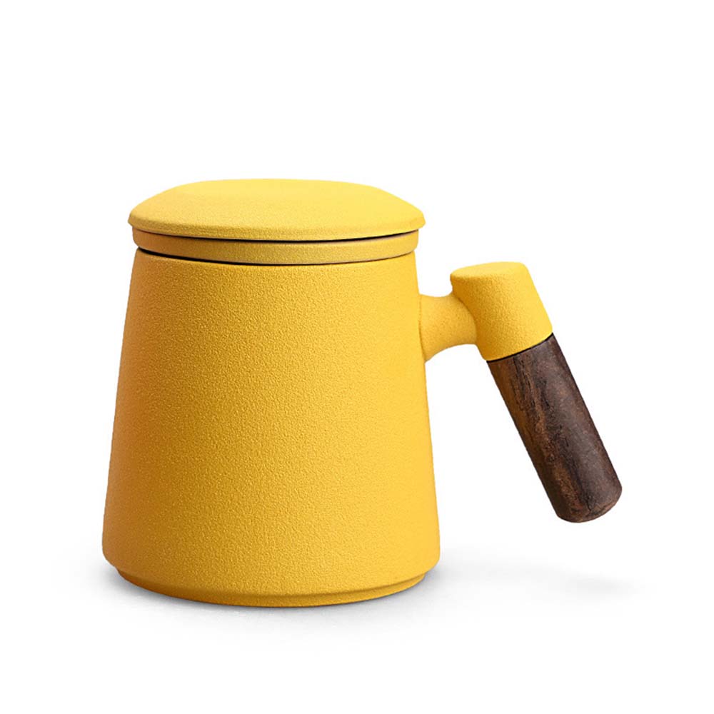 360ml Filter Liner Tea Separation Tea Cup with Pear Blossom Wood Anti-scalding Handle Water Cup: D