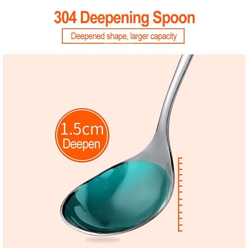 Chinese Soep Lepel Roestvrij Staal Verdikking Met Lange Handvat Lepel Voor Soep Keuken Diner Lepels Spiegel Gepolijst Servies