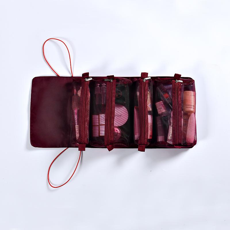 Multifunctionele cosmetische opbergtas grote verpakkingskubussen waterdichte nylon bagage organizer toilettas reisaccessoires: Rood