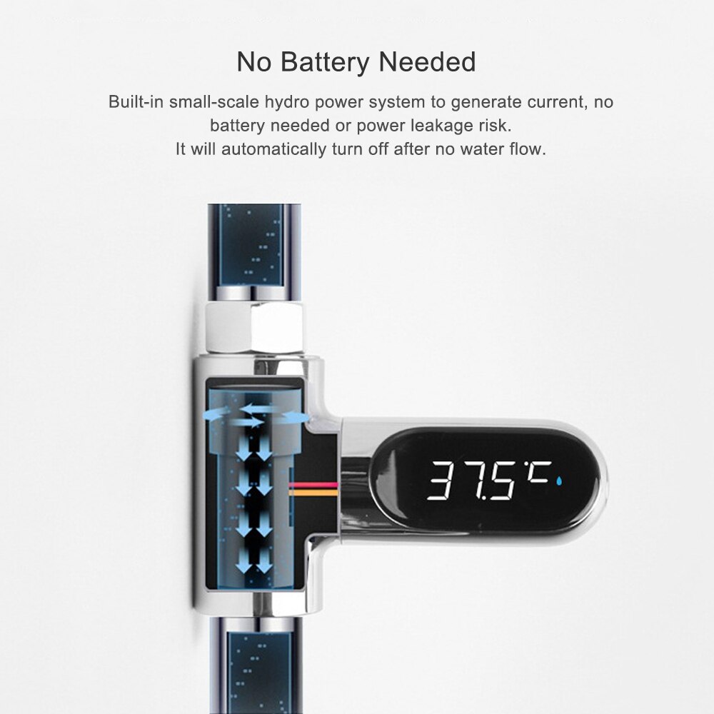 Digital Shower Thermometer LED Display Water Meter Bath Temperature Monitor Water-temperature Measuring Instrument ℃/℉