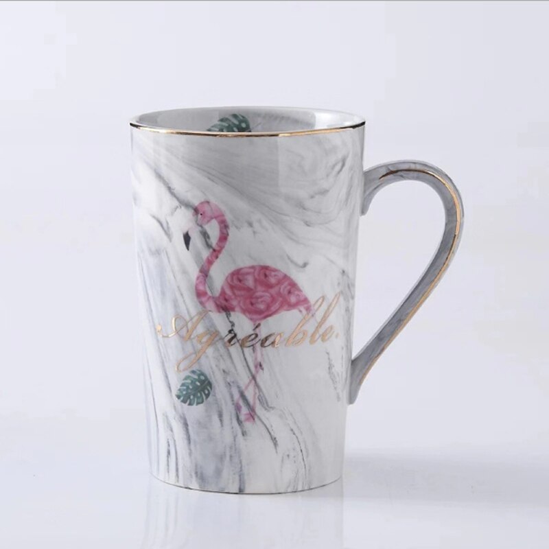 Keraaminen muki kullattu flamingo maito kahvi tee mukit lusikan kahvalla kotitalous 55 celsius lämpötermostaatti padoffice kuppi