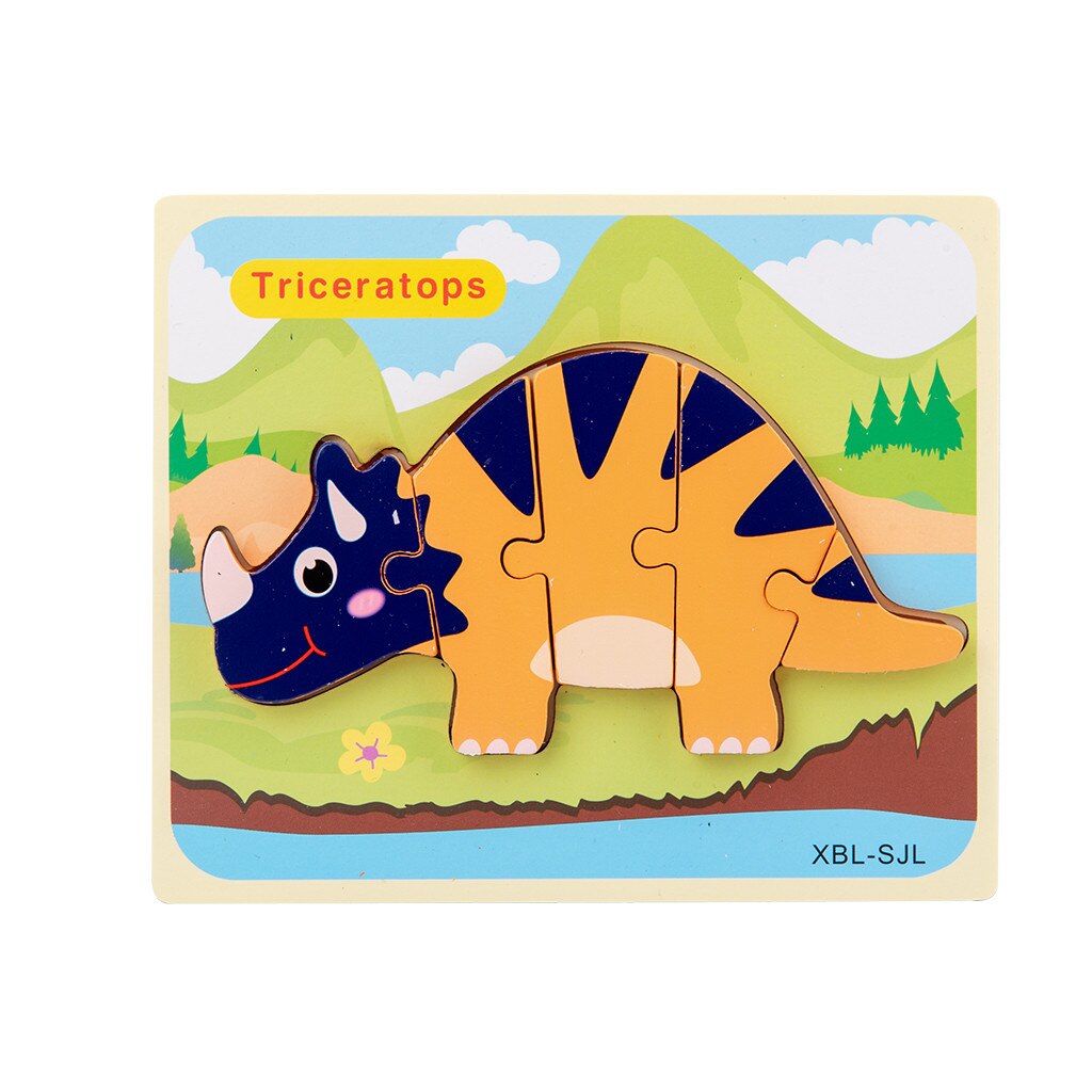 Kids Wooden interesting Puzzle Children's Desktop Assembled Dinosaur Puzzle Kids Three-Dimensional Training Toy: B