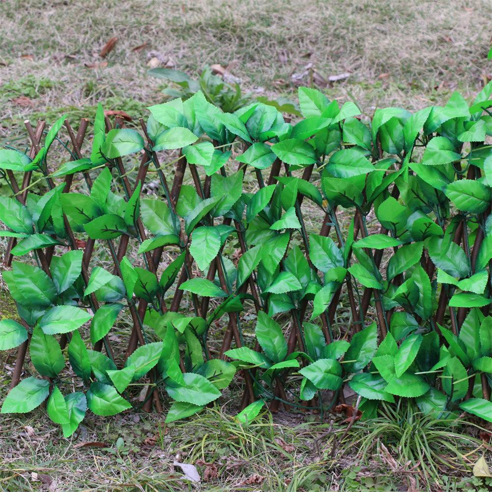 Artificial Garden Fence Wooden Artificial Leaf UV Protected Privacy Hek Screen Backyard Home Decor Expandable Faux Privacy Fence