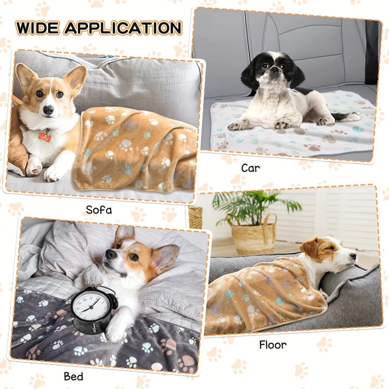 Verdikte Zachte Flanel Fleece Kat Hond Deken Bed Matten Poot Voetafdruk Warme Huisdier Deken Slapen Bedden Cover Mat Voor Huisdieren Benodigdheden