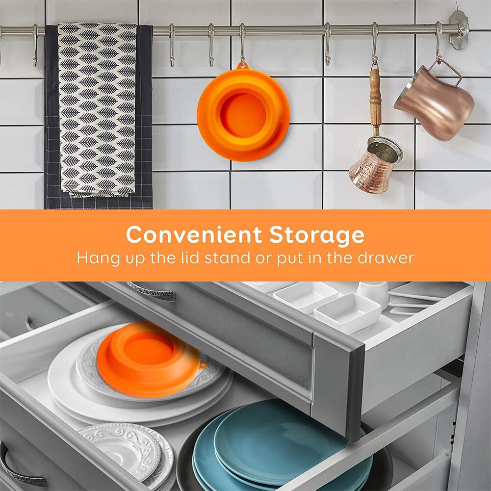 Silicone Lid Stand Kitchen Accessories Hanging Hole Holder Space Saving Cover Bracket Pressure Cooker Air Fryer For Ninja Foodi