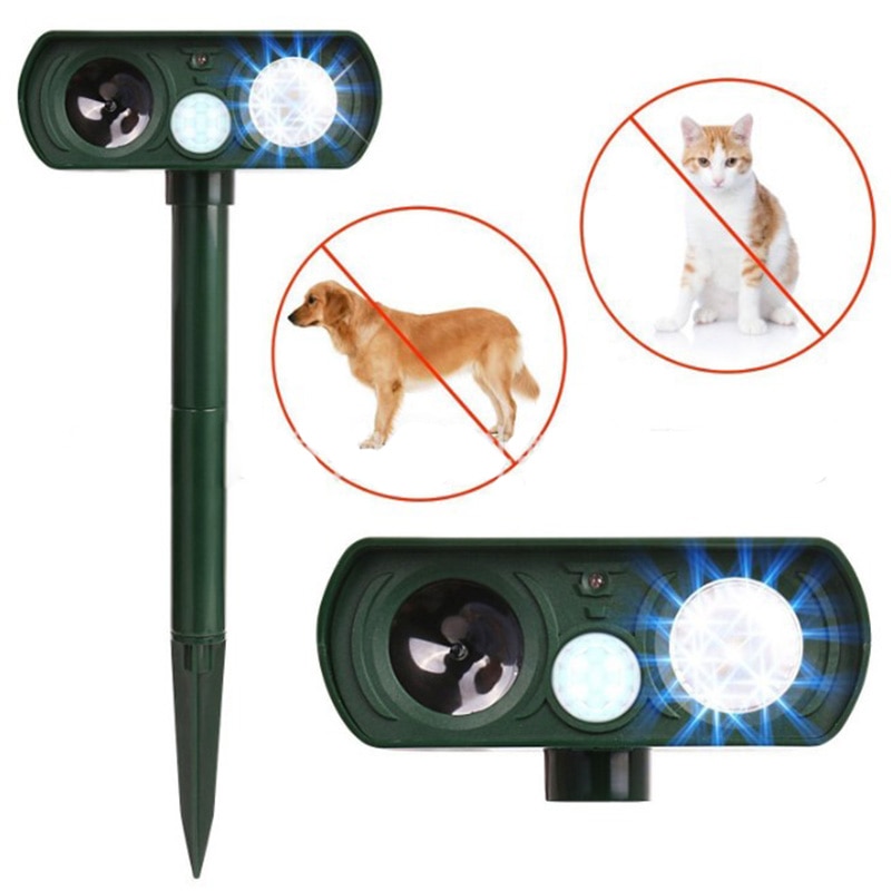 Solar Ultrasone Dog Repeller Met Led Licht Infrarood Dier Drive Kleine Dier Licht Drive