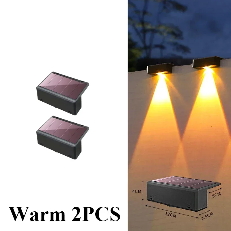 Wandlampen op zonne-energie Hekverlichting Op zonne-energie Buiten Waterdichte LED-downlight Dekverlichting voor reling Brievenbus Balkon Tuin: Warm White