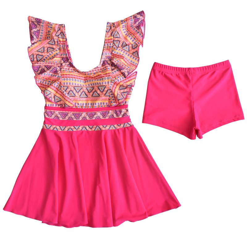 Badpak voor tienermeisjes, kinderbadpakken, aparte badkleding, tweedelig badpak voor kinderen, badpak met rokje , 12 to 18 jaar: Roze / M