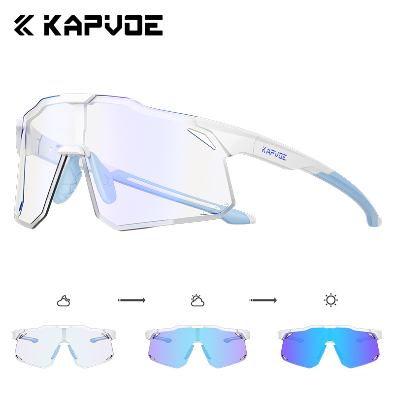 KAPVOE, gafas fotocromáticas para ciclismo para hombre, gafas para ciclismo UV400, gafas para bicicleta, gafas deportivas para exteriores MTB para mujer, gafas para bicicleta: Negro