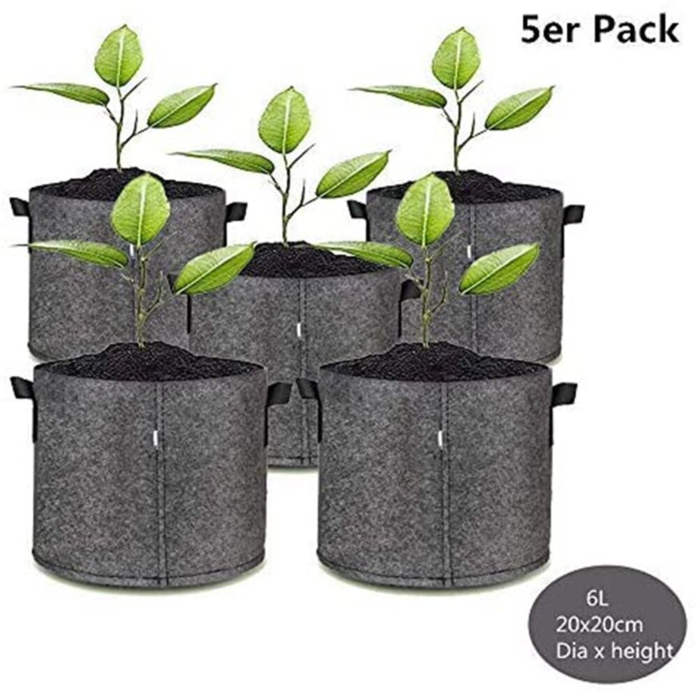 5 PCS Planting Bag Black/Grey Potato Fabric Vegetable Seedling growing pot garden tools Eco-Friendly Grow bag: Dark Grey