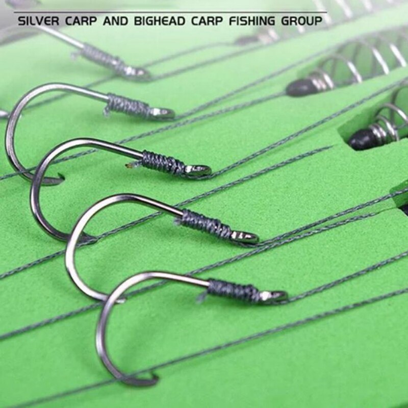 1Pcs Fishing Hooks Isini Chub Hand Rod Double Tackle Bighead Carp Fishing Set Spring Hooks Hercules High Strength