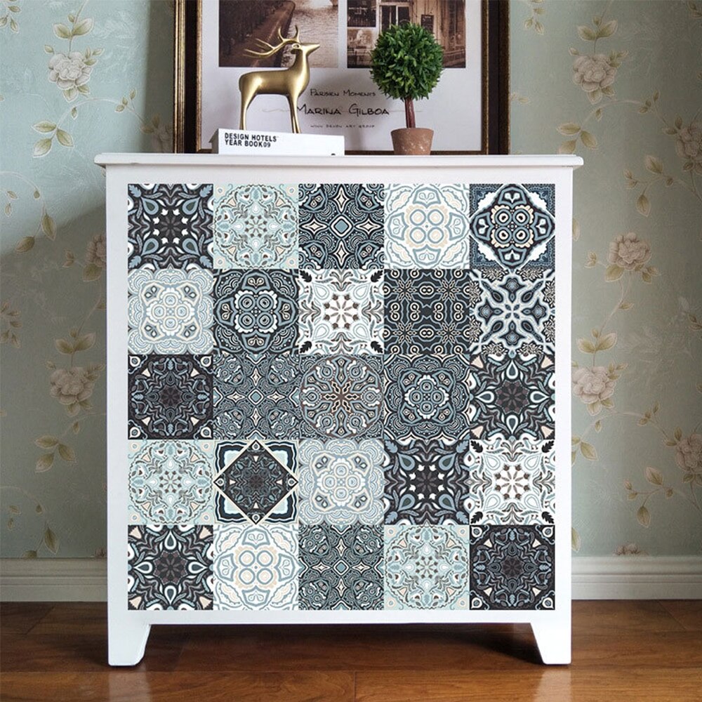 Retro Tiles Wall Stickers for Bathroom kitchen Tile Stickers Decor Adhesive Waterproof PVC Wall Stickers Kitchen Waist Line