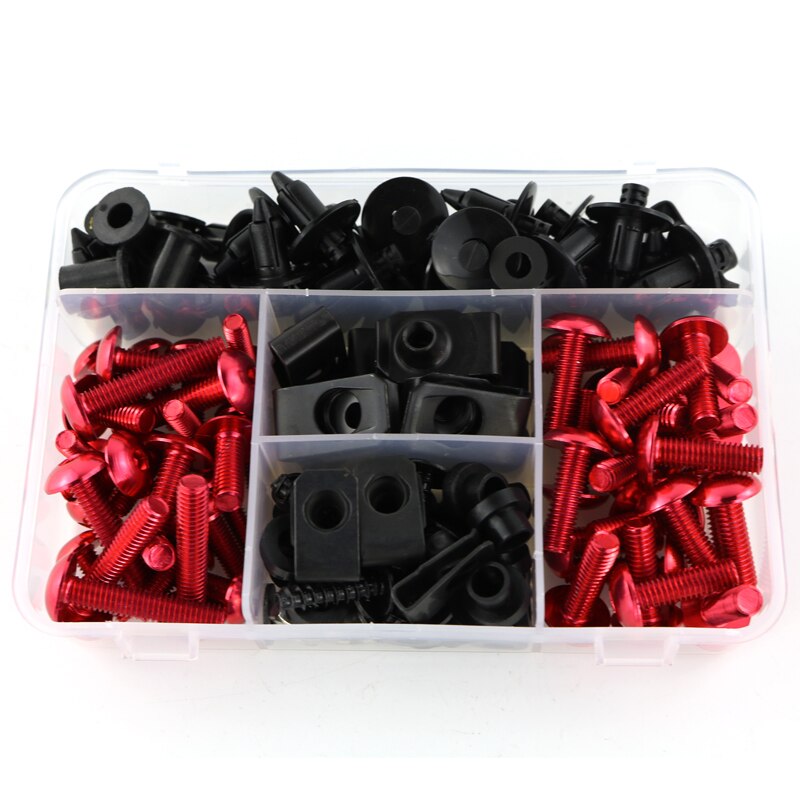 Para Yamaha FZ1 FZS1000 Fazer FZ6R FZ6 FZ8-N S Fazer 8 FZ16 M6 CNC, Kit completo de tornillos de carenado, tornillos de parabrisas, tuercas: Red
