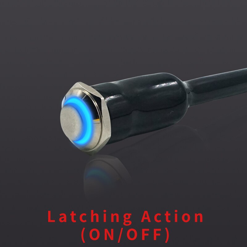 12V Stainless Steel LED Motorcycle Switch ON-OFF Handlebar Adjustable Mount Waterproof Switches Button Fog Light Warning Light: Blue(ON-OFF)