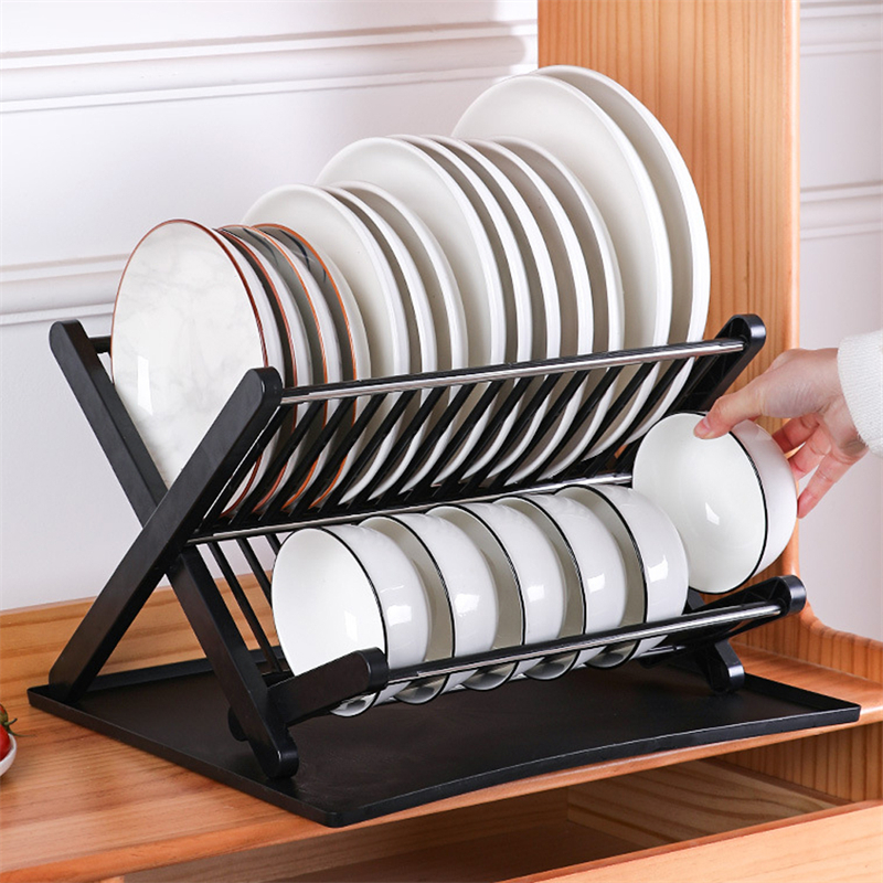 Kitchen Organizer Dish Drying Rack Plates Shelf Plastic Holder Dish Rack Sink Draining Bowl Storage Stand Home Accessories: Light Grey