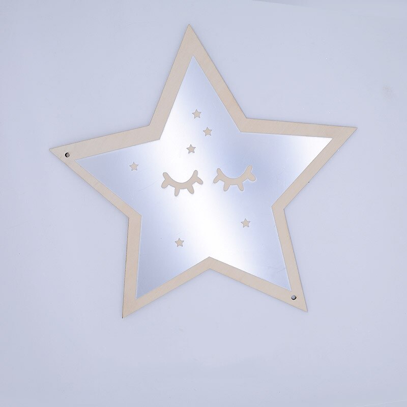 Children's Cartoon Decorative Mirror Bathroom Baby Room Cute Wood Acrylic Frame Home Art Wall Decoration: C