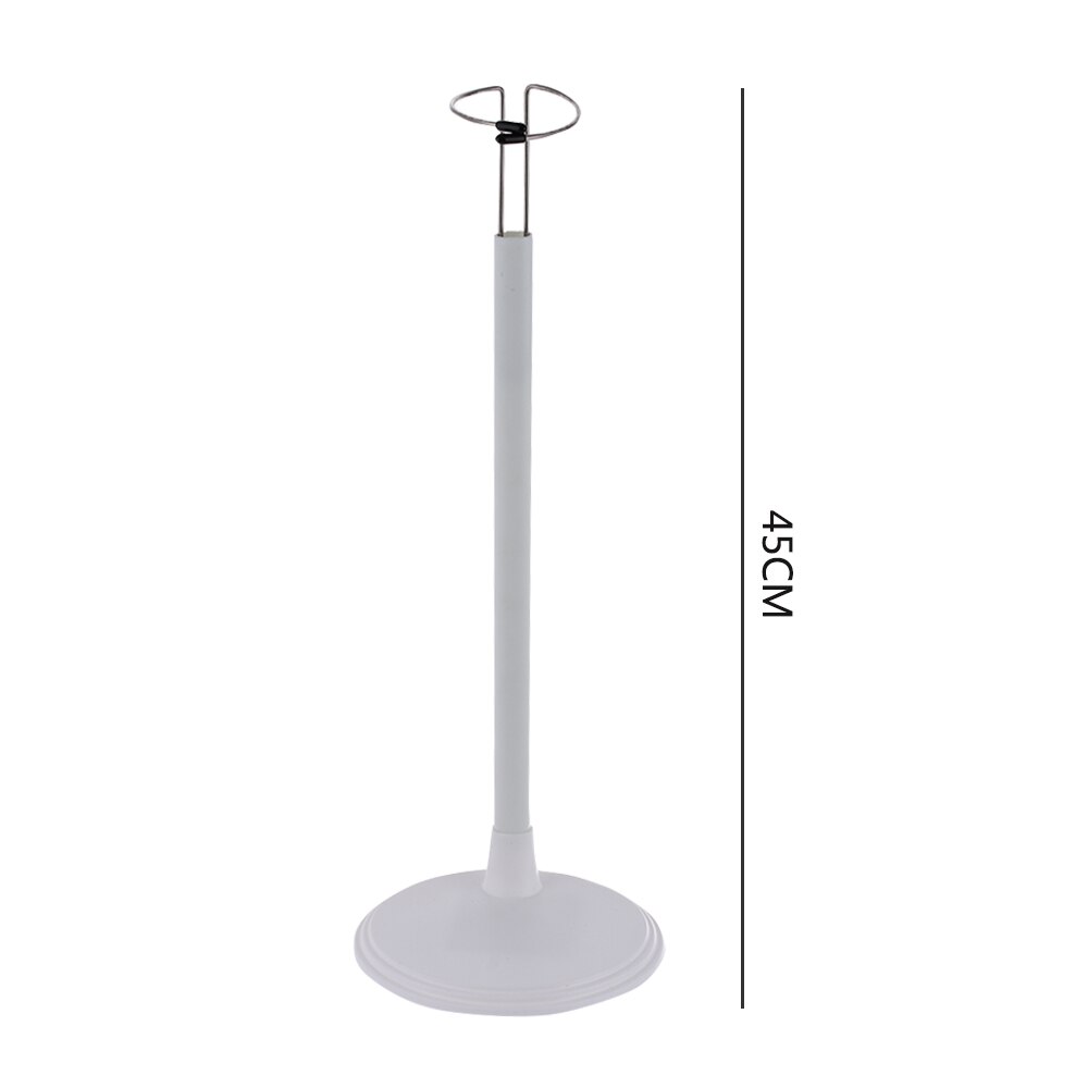 Söt justerbar metall vit svart docka docka docka handledshållare fäste stöd dockskåp tillbehör barn flickor leksak: 10- vita 45cm