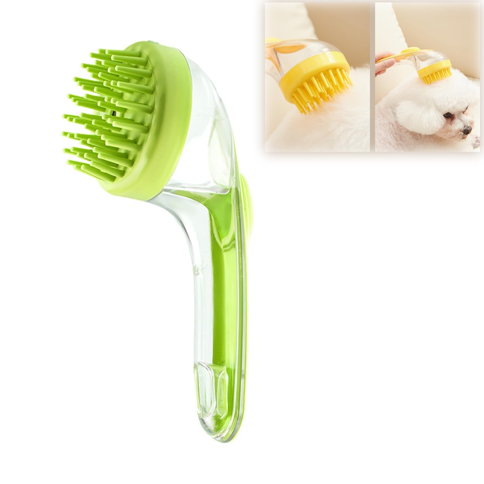 Brosse de bain en silicone souple pour animaux de compagnie avec long manche, distributeur de shampoing, massage doux pour le toilettage, les livres, la fourrure et les cheveux, 1PC: green