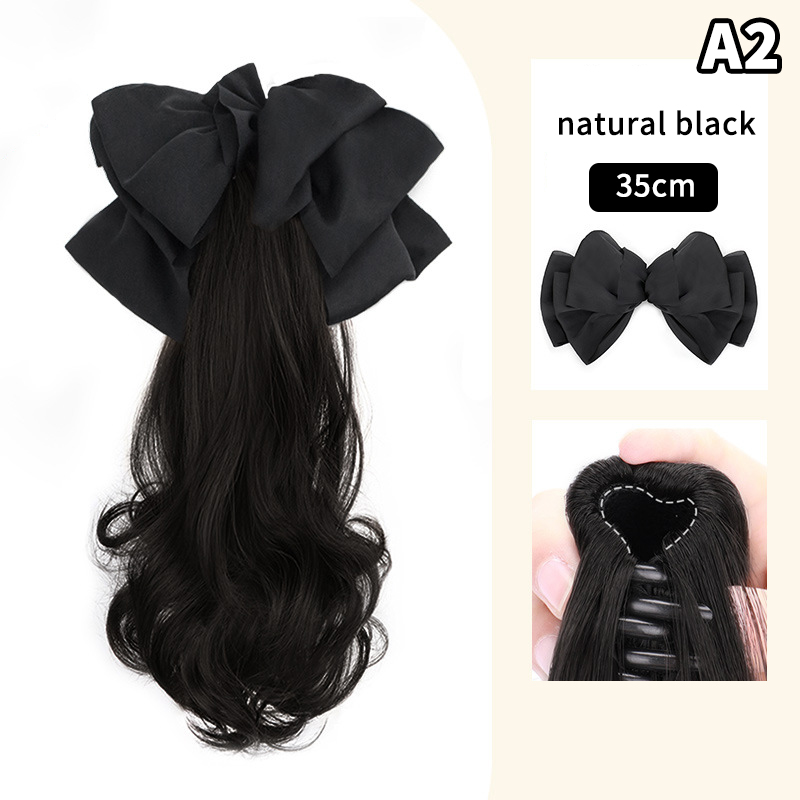 Extensions capillaires synthétiques longues et bouclées pour femmes, postiche avec nœud, pince à cheveux naturelle, postiche moelleuse: Cuivre