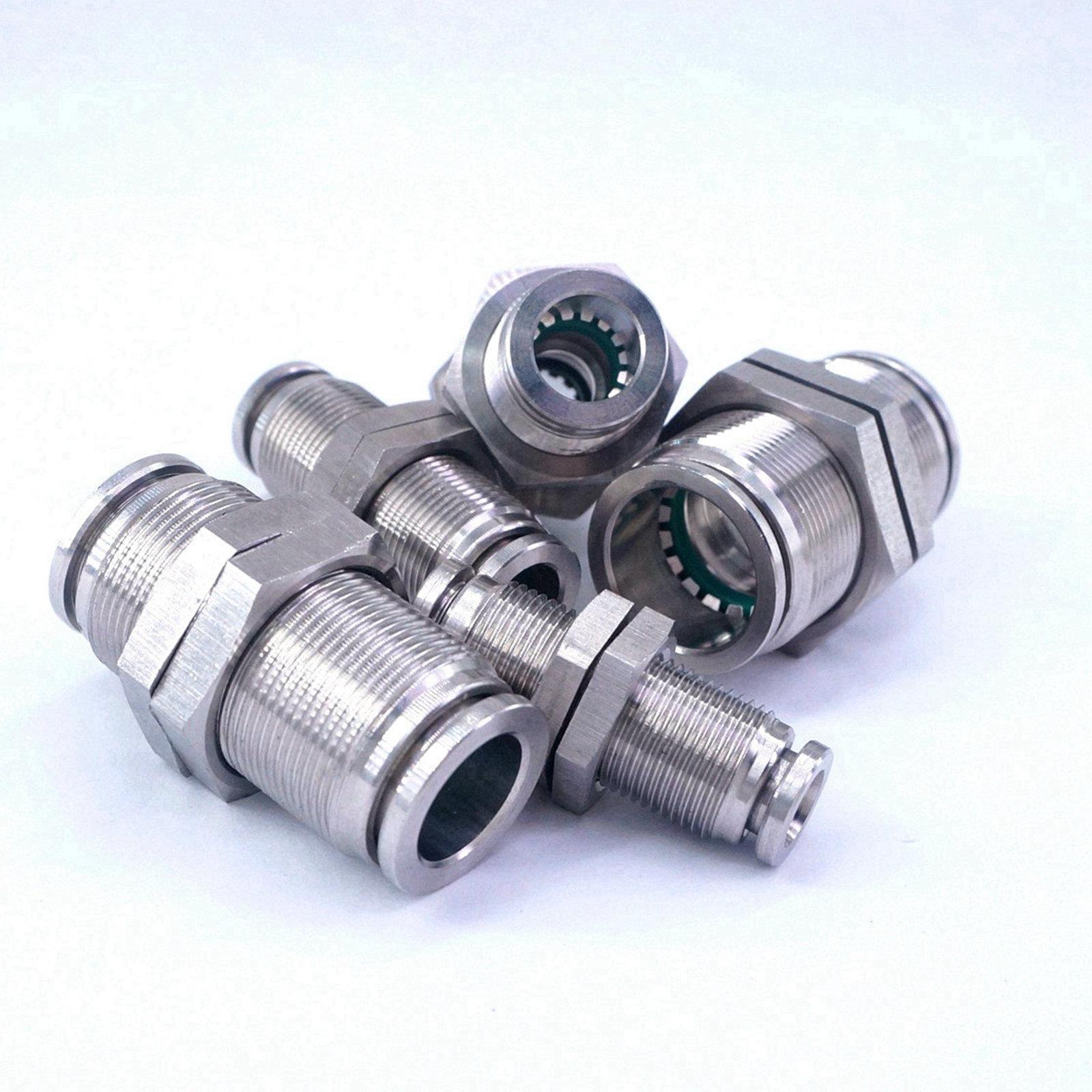 4/6/8/10/12/14/16mm Equal Diameter Stainless Bulkhead Union Pneumatic Fitting
