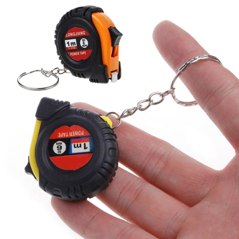 LLavero de cinta métrica retráctil, Mini bolsillo, tamaño métrico, 1m