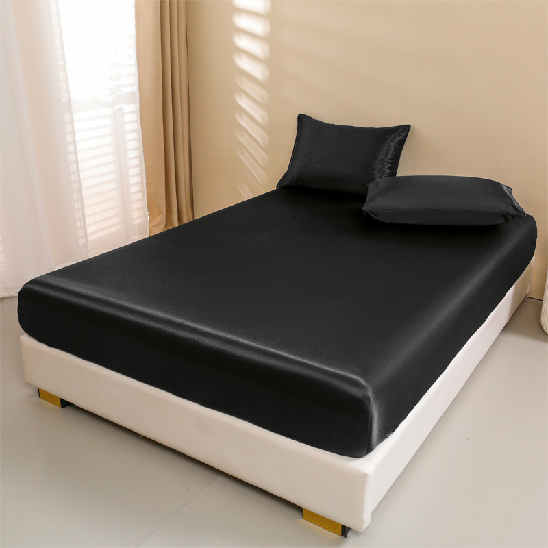 Satin Bed Sheets, Queen Size Sheets Set, 4 Pcs Silky Bedding Set 1 Deep Pocket Fitted Sheet + 1 Flat Sheet + 2 Pillowcases