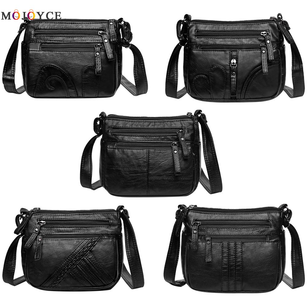 Multi-pocket kvinner skulder messenger veske pu lær myk crossbody-veske