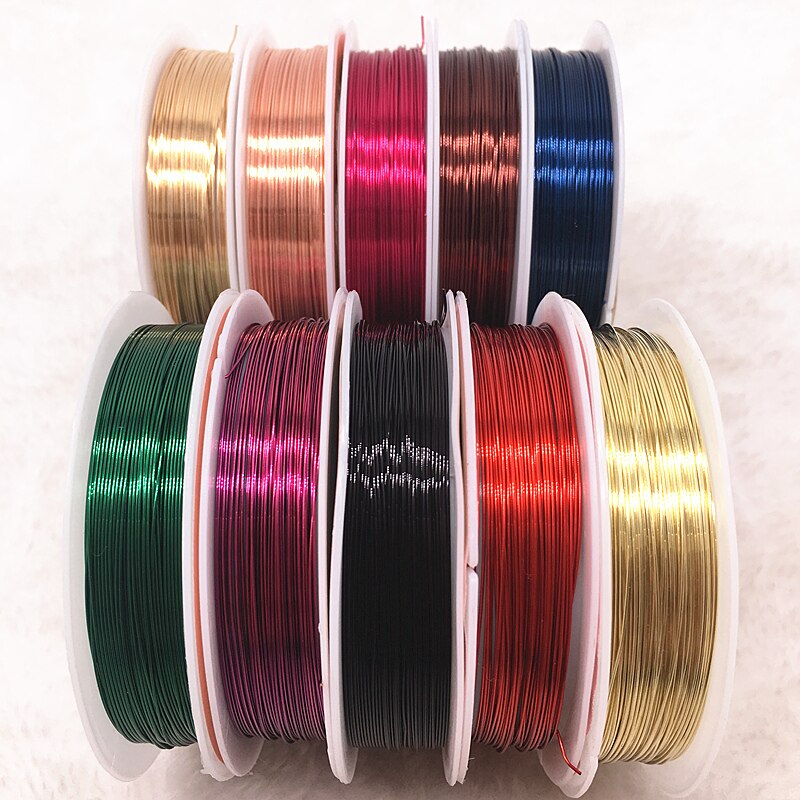 Hurtownie 0.3/0.4mm kolorowe miedziane druty żyłka do nawlekania koralików do tworzenia biżuterii DIY bransoletka