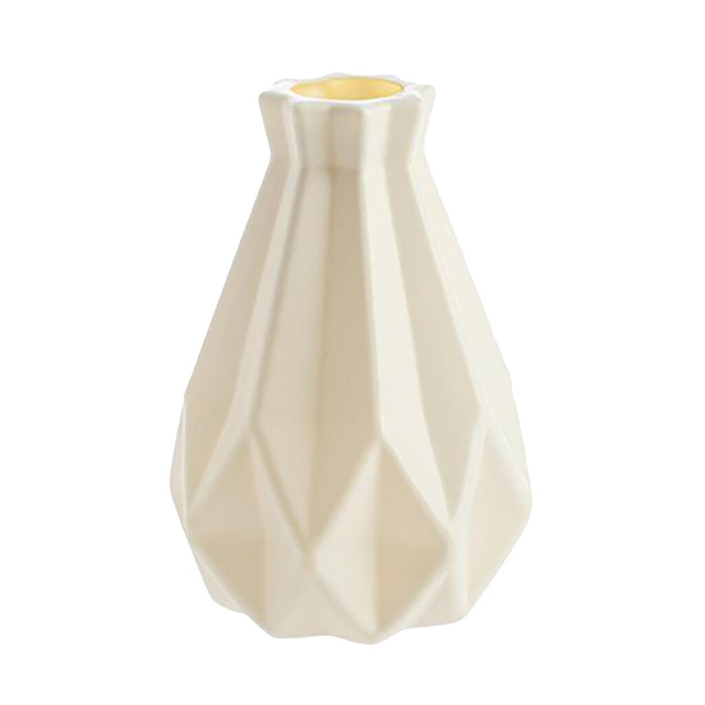 Onbreekbaar Vaas Origami Plastic Vaas Melkwit Imitatie Keramische Bloempot Bloemenmand Bloem Vaas Home Decor