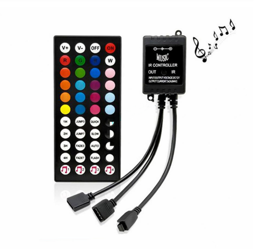 5–24 V, 20 Musiktasten, IR-Regler, USB, schwarz, Fernbedienung, Soundsensor für RGB-LED-Streifen von hoher: Rot