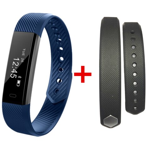 ID115 Banda Intelligente Contapassi Braccialetto Fitness SmartBand Allarme Orologio di Vibrazione Wristband pk ID107 fit bit miband2 Orologio Cuore: Dark blue add strap