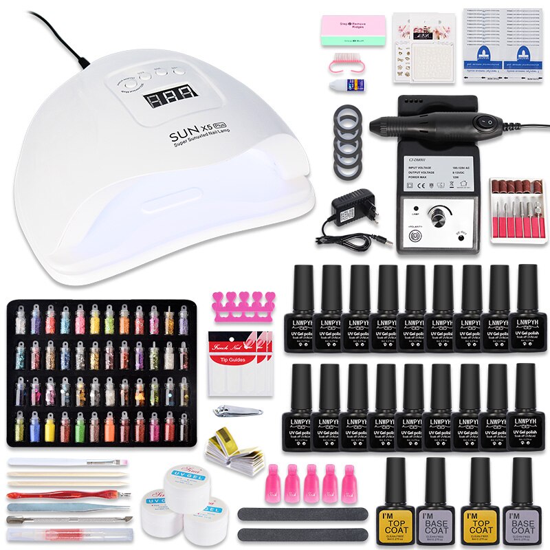 Manicure Set 18/12 Kleuren Nagellak Met Nail Boor Machine Nail Lamp Acryl Kit Nail Art Gereedschap Nail Art Decoraties nail Set