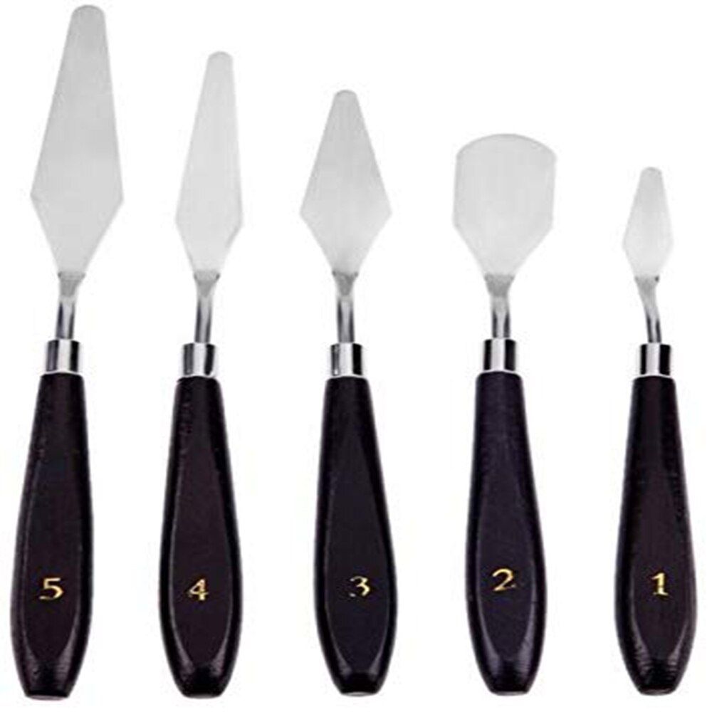 Palette Scraper Set Stainless Steel Palette Spatula Knives For Artist Oil Painting Tool Painting Knife Blade With Wooden Handle
