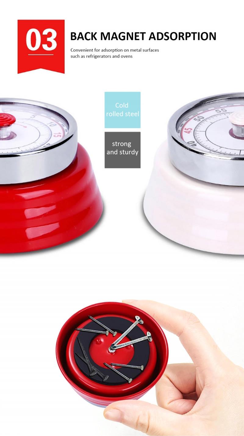 Magnet Timer Kitchen Timer For Cooking Bodybuilding Study Stopwatch Alarm Clock Magnetic Mechanical Cooking Countdown Time
